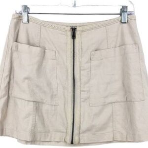 Urban Outfitters Mini Skirt Women's Medium Beige Cargo Zip Front